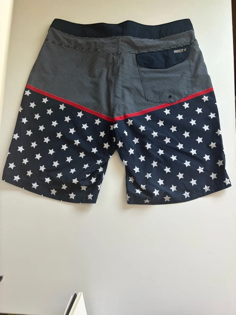 Hurley Stars & Stripes Board Shorts Red White & Blue 36 Americana Swim Trunks
